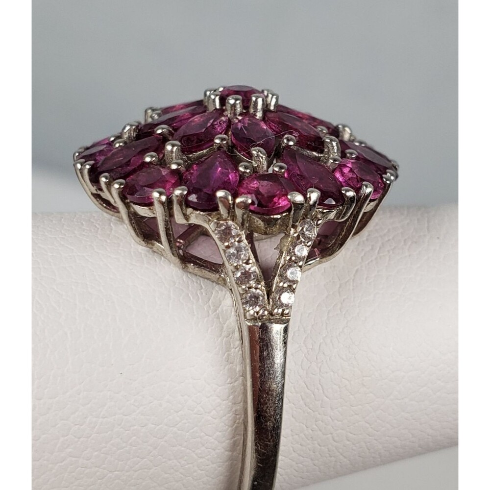 DJoy Signed 925 Sterling Silver Purplish Pink Rhodolite Garnet Ring Size 8.25 - Picture 9 of 16